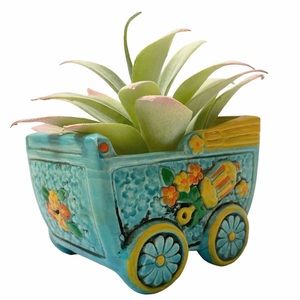 Vtg Baby Planter D-Ann Imp Japan Blue Yellow New Baby Gift Porcelain Collectible